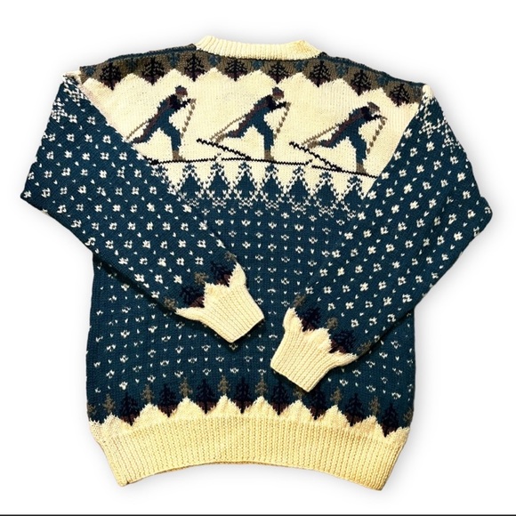 Vintage Draft Nordic Alpine Sweater Cross Country Ski HandKnit 100% Wool - Picture 5 of 7